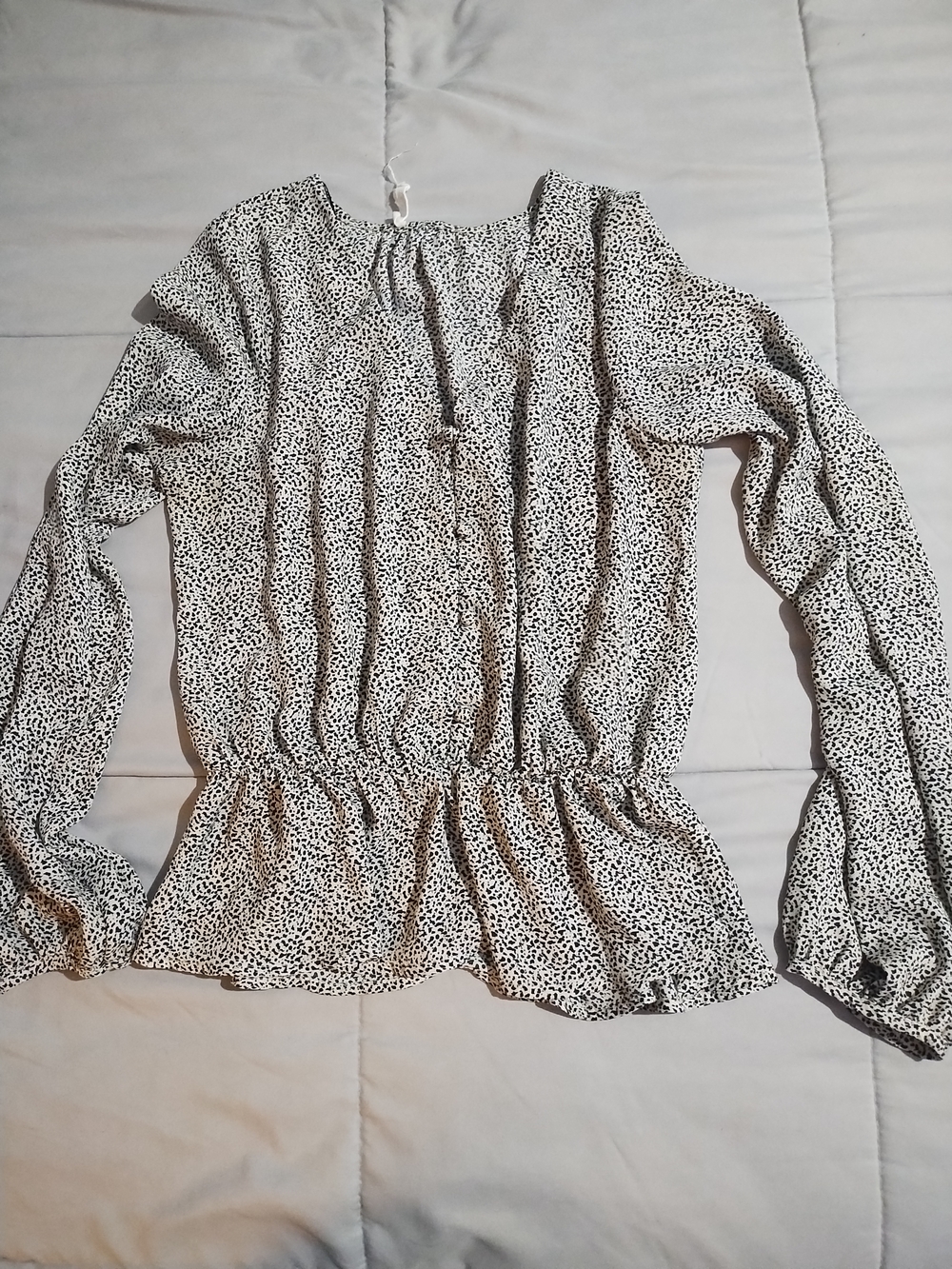 Sienna Sky Black & White Printed Peplum Blouse